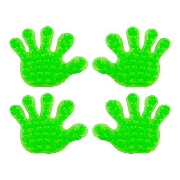 Hand Shaped Double Sided Suction Cup Mats in Green, Non-Slip Holders, 4 Pack - Picture 2 of 4